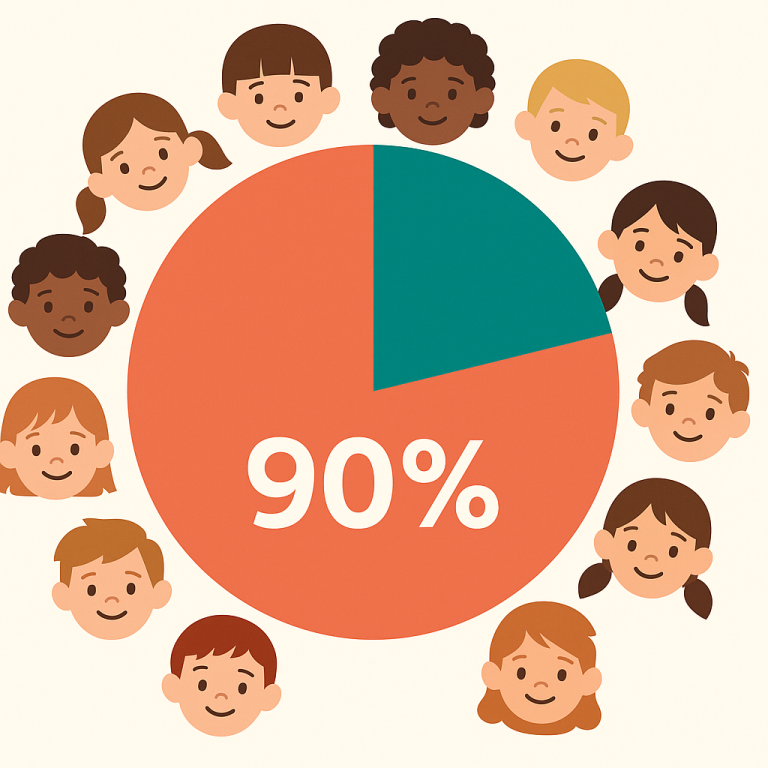 viac ako 90% detí